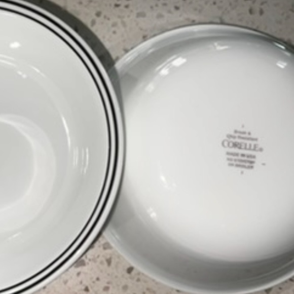 6 BOWL Corelle City Block Cereal/Soup Bowls black stripe rim livingware dishes - Picture 1 of 1